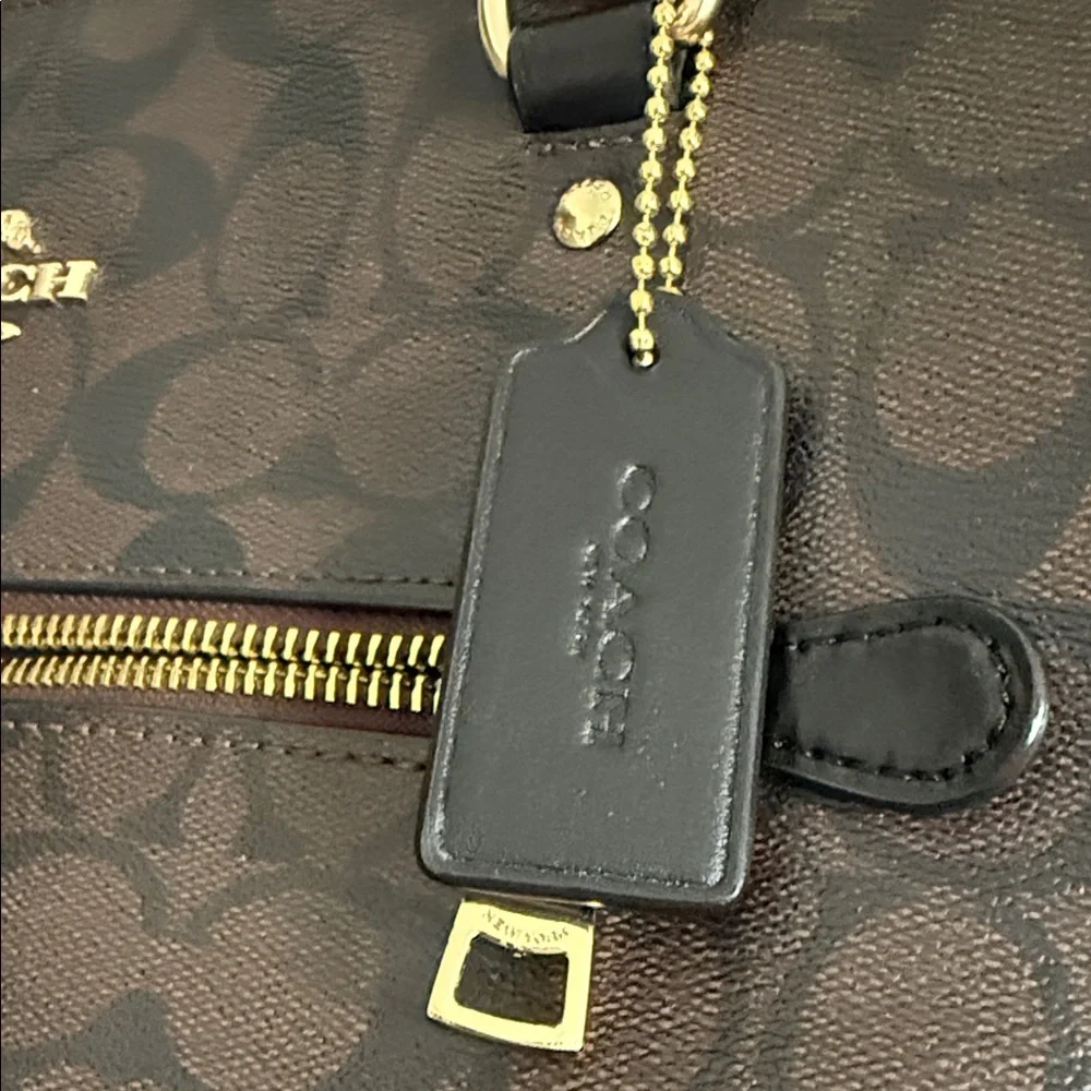 Coach Brown and Black Signature Tote with Gold Hardware - Picture 2 of 7